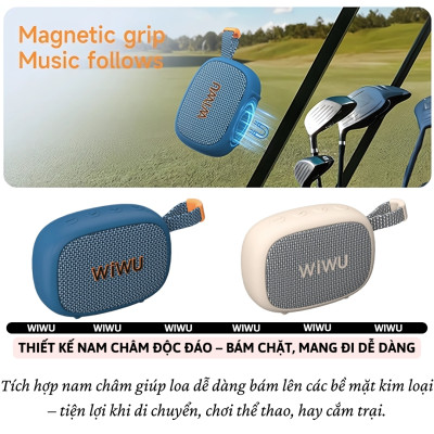 Loa di động thể thao magnetic bluetooth V5.4 kết nối không dây 10m, bass mạnh, chống nước IPx6 hiệu WIWU GO FUN - kết nối 2 loa TWS 1 chạm, sử dụng 21h liên tục cho iPhone iPad Oppo huawei Vivo - Hàng nhập khẩu