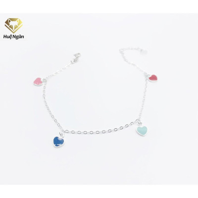 Lắc chân bạc Ý 925 Huệ Ngân - Sắc màu trái tim JL016