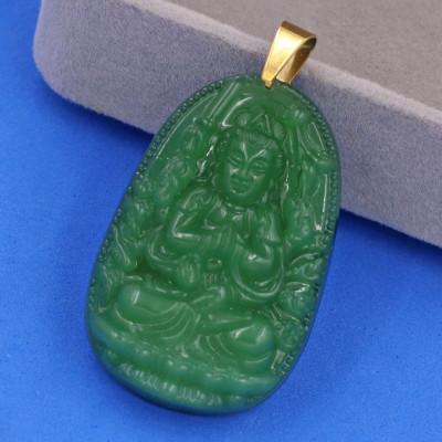 Mặt Phật Thiên Thủ Thiên Nhãn thạch anh xanh 5cm MTXN8 - phật bản mệnh tuổi Tý - Mặt size lớn