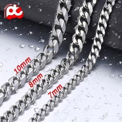 Dây chuyền nam thời trang rẻ đẹp titan lặc xéo cao cấp trangsucpt kích cỡ 10mm màu trắng PTDCNA159