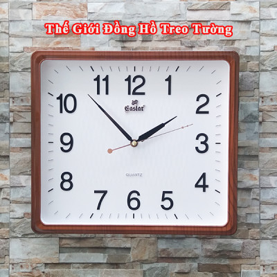 Đồng Hồ Treo Tường Cao Cấp EASTAR Viền NÂU Vân GỖ – Máy KIM TRÔI – Số Nổi 3D – Tặng Pin Maxell – BH 1 Năm