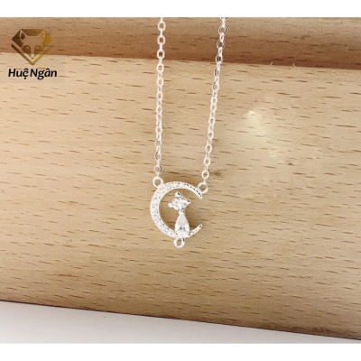 Dây chuyền bạc Ý 925 Huệ Ngân - MẶT TRĂNG và MÈO PP1710