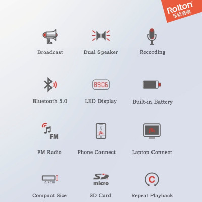 Loa trợ giảng ROLTON K700 – Công suất 5W, Tần số rộng, Kết nối đa dạng Bluetooth 5.0 Thẻ nhớ microSD FM, Pinlithum dung lượng lớn, Sạc nhanh, Âm thanh chuyên nghiệp, Thiết kế nhỏ gọn, Giảng dạy, Hướng dẫn viên, Bán hàng, Hội thảo - Hàng nhập khẩu