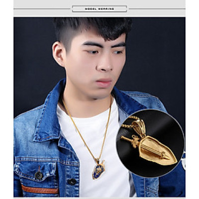 Dây chuyền nam bằng titanium đúc kiểu Bộ Khiên kiếm hình sư tử- D46