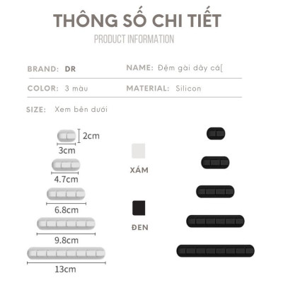 Kẹp cố định dây cáp, dây tai nghe, dây mạng, dây sạc... giúp gọn không gian 5 rãnh Màu ĐEN - Hàng chính hãng