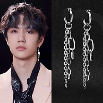 Bông tai nam nữ xích thả so le style idol nhiều kiểu