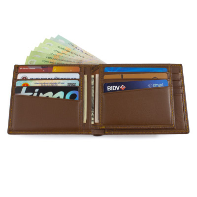 Ví Da Nam, Bóp Da Nam Kim Bảo H35 Da Bò Màu Đen, Nâu, Bò