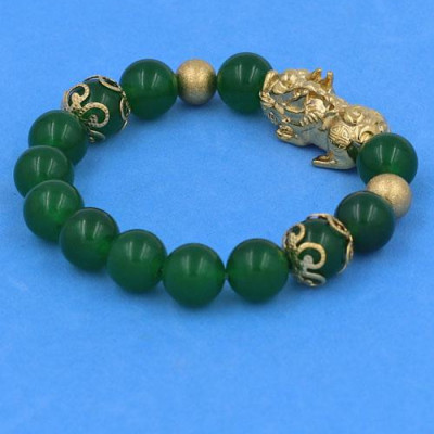 Chuỗi tay Thạch Anh Xanh Lá 10 ly VTAXLTHVHKHB10 mix Tỳ Hưu inox phối charm - hợp mệnh Hỏa, mệnh Mộc