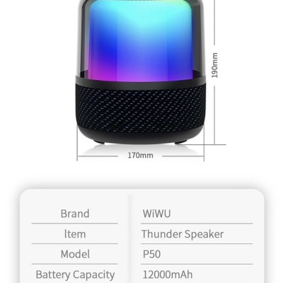 Loa WiWU P50 Max Dành Cho Các Thiết Bị Có Kết Nối Bluetooth Sự Kết Hợp Của 3 Loa Nsfeb Mang Đến Hiệu Ứng Rạp Chiếu Phim Vòm 360 Độ - Hàng Chính Hãng