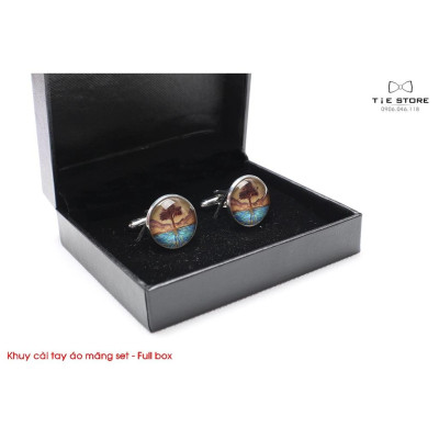 Khuy Cài tay áo Măng Set cao cấp hình tranh vẽ - cufflinks , tặng kèm hộp nhỏ