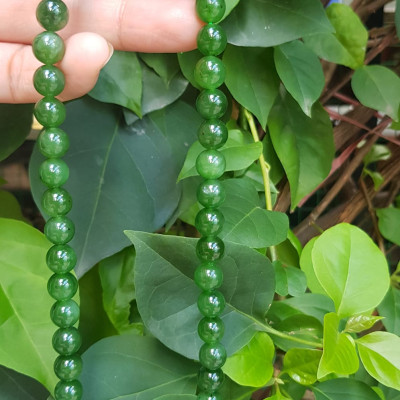 Chuỗi đeo Cổ Đá Ngọc Phật tự nhiên đẹp hay ngọc bích  Size hạt 8mm Màu xanh ngọc bích bóng đẹp món quà tặng ý nghĩa cho mình và người thân đeo đẹp xanh nhẹ nhàng mát xanh tươi ạ