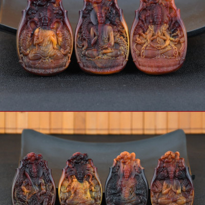 Dây chuyền Phật Như Lai Đại Nhật hương thơm bằng Long Diên Hương tổng hợp (Có dây đeo)