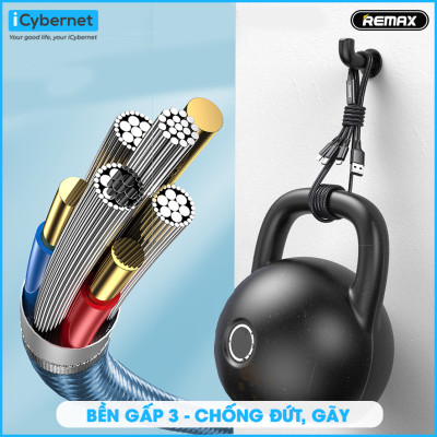 Cáp sạc nhanh 3 trong 1 Remax RC-189th chiều dài 1,2m sạc nhanh 3.1A - Hàng chính hãng