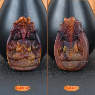 Dây chuyền Phật Như Lai Đại Nhật hương thơm bằng Long Diên Hương tổng hợp (Có dây đeo)