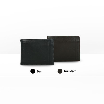 Ví nam da thật cầm tay chữ nhật hoạ tiết đường kẻ IDIGO MW1-5025-00