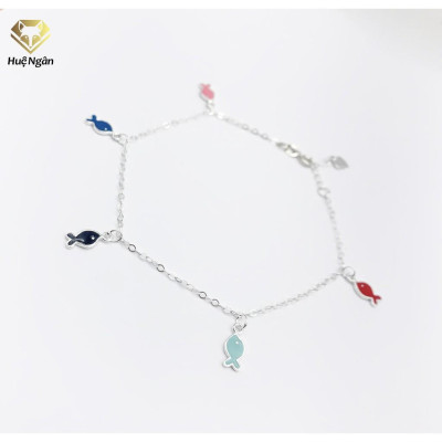Lắc chân bạc Ý 925 Huệ Ngân - Funny Fish JL018