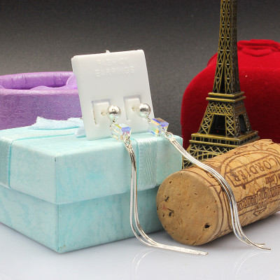 Bông tai hoa tai Bạc Hiểu Minh HT303 dáng dài