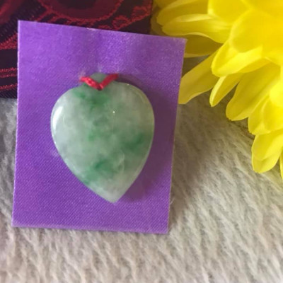 MẶT DÂY CHUYỀN TRÁI TIM BÔNG TRẮNG XANH LÁ BÓNG ĐẸP  SIZE DÀI 27MMX NGANG 22MM X SÂU 6MM CHẤT LIỆU ĐÁ CẨM THẠCH TỰ NHIÊN 