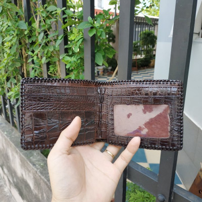 Ví Nam Da Cá Sấu 2 Mặt [Gù Cá Sấu Nguyên Con Rất Đẹp] Thiết Kế Dáng Ngang Dễ Sử Dụng