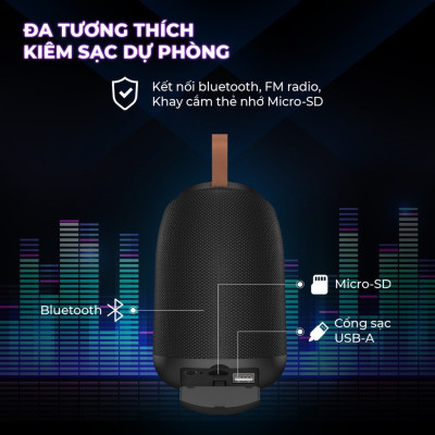 Loa Bluetooth di động Energizer Kiêm Sạc Dự Phòng BTS 061 - Hàng Chính Hãng