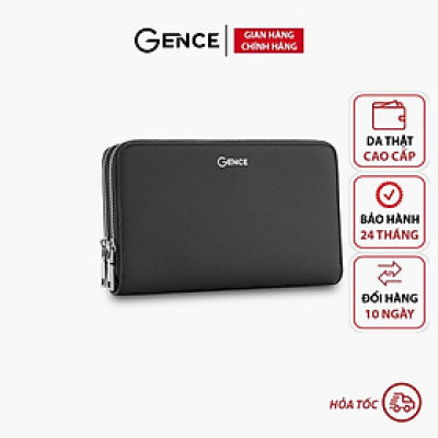 Ví Da Cầm Tay Công Sở Clutch Nam Hàng Hiệu GENCE HT21 Da Bò Cao Cấp Màu Đen