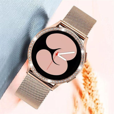 Khung viền bezel ( benzen ) đính hạt 42mm và dây Milanese 20mm dành cho Samsung Galaxy Watch 4 42mm