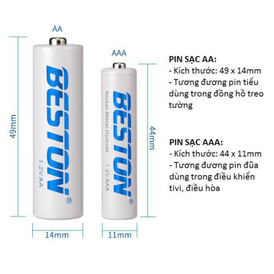 Combo 4 pin sạc AA 3000mAh kèm sạc BESTON C9009 - sạc nhanh tự ngắt - có đèn báo pin đầy - Hàng  nhập khẩu