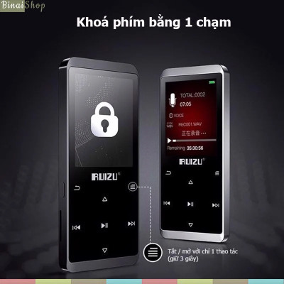 Máy Nghe Nhạc Lossless Bluetooth Ruizu D02 8GB (2018) - Hàng Chính Hãng