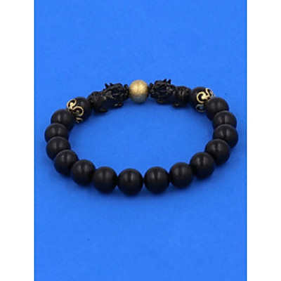 Vòng tay chuỗi hạt Gỗ Mun - Vòng tay Tỳ Hưu Đôi inox đen VGMTHHEV