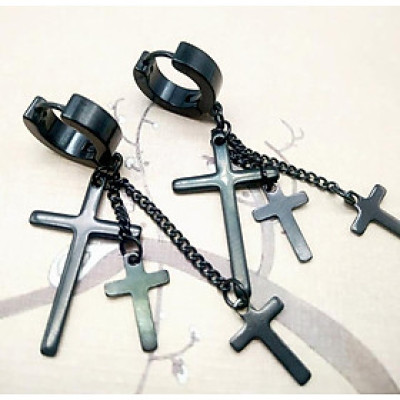 Bông tai ba chữ thập thả so le lớn nhỏ cực ngầu