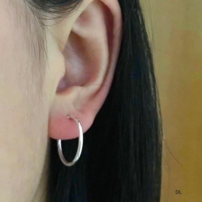 Bông tai khuyên tròn loại to chất liệu bạc s925 MS04t