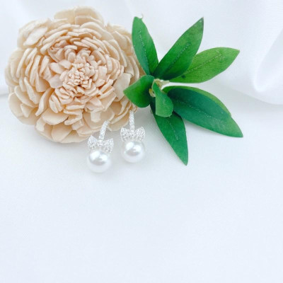 Khuyên tai bạc nơ trai duyên dáng Dế Bạc - K1064