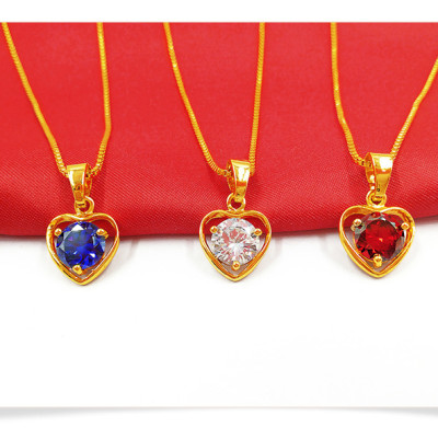 Dây chuyền nữ mạ 18k mặt trái tim đính đá đỏ - Ri1