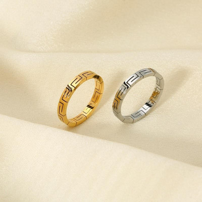 Nhẫn titan nữ thời trang cao cấp vạn lý trường thành thép không gỉ titanium trangsucpt 3 màu NNUT35