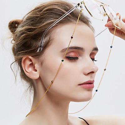 Dây đeo kính mix hạt đá nhỏ phụ kiện thời trang cá tính unisex phong cách Âu Mỹ