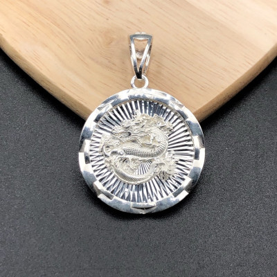 Mặt Dây Chuyền Nam Bạc 925 Hình Rồng Cuộn Nam Tính Và Mạnh Mẽ BẠC HIỂU MINH MDN018S