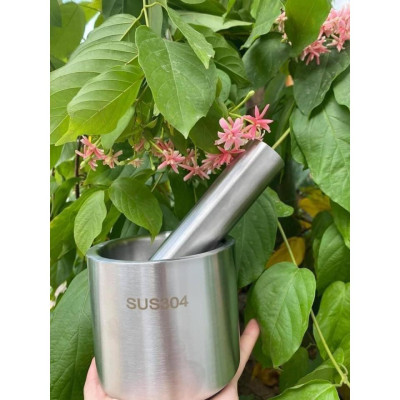 Bộ Cối Chày Inox 304 Chống Gỉ Linh Chi Bedding Cao Cấp Kèm Nắp Đậy Chống Ẩm Mốc Tiện Lợi