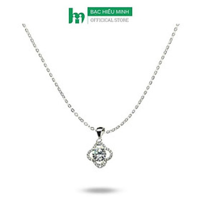 Dây Chuyền Vòng Cổ Nữ Bạc Ta Hoa 4 Cánh Đính Đá Cao Cấp BẠC HIỂU MINH DMD484