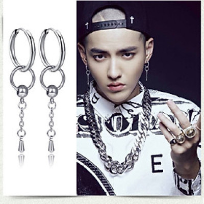 Bông tai tròn Titan hiphop nam tính 1 đôi