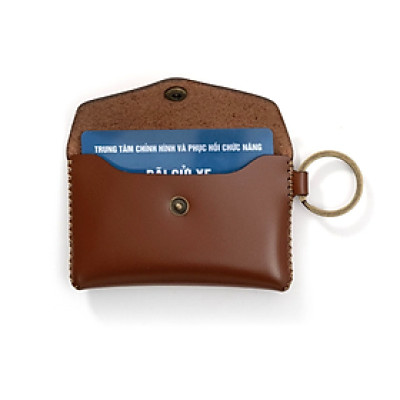 Ví da móc khoá hiệu Khắc Tên, chất liệu da bò - Hàng chính hãng