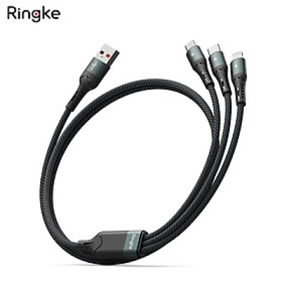 Cáp sạc nhanh đa năng cho điện thoại/tablet RINGKE 3-in-1 Fast Charging Multi Cable 1.2M - Hàng Chính Hãng