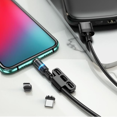 Cáp sạc đa năng, truyền tải dữ liệu, 3 đầu nam châm tiện lợi - hàng nhập khẩu