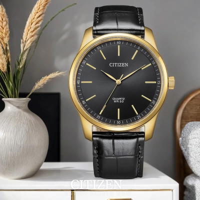 Đồng Hồ Nam Citizen Pin-Quartz Dây Da BH5002-02E - Mặt Đen (42mm)