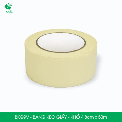 BKG9V - Block 6 cuộn băng keo giấy khổ 4.8cm x 50m - Băng dính giấy viết được, chặn màu sơn