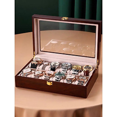 Hộp đồng hồ 10 ngăn bằng gỗ 26x20x5cm 0187