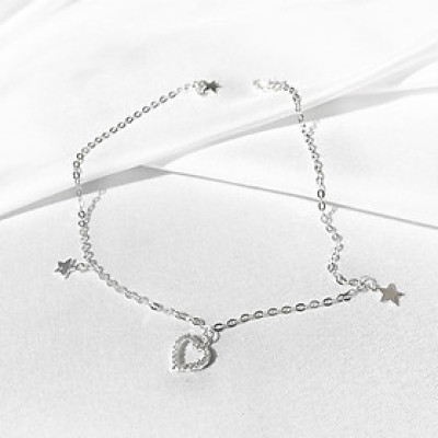 Lắc chân bạc 925 treo tim treo sao xinh xắn dễ thương Dế Bạc – LC4369