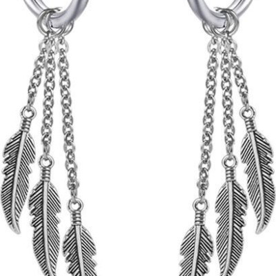 Bông tai nam nữ lông vũ thả xuông style thảo nguyên