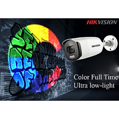 Camera HD TVI Full Color có màu ban đêm 2MP (ColorVu)  sử dụng với đầu ghi hình qua cáp đồng trục . Chính hãng Hikvision bảo hành 2 năm ( 10DF0T-F và 70DF0T-F ) - Hàng chính hãng.