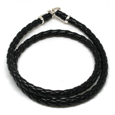 Dây Chuyền Nam Bạc Hiểu Minh DDN26T dây da thật 100% bọc bạc