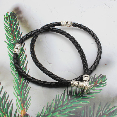 Dây Da Nam Bạc Hiểu Minh DDN057S chất liệu da thật 100% bọc bạc